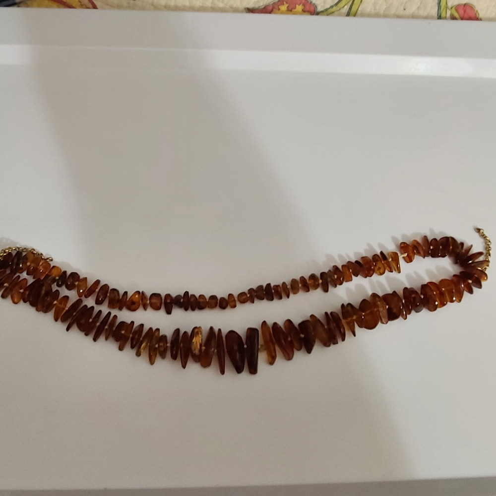 Vintage AMBER necklace Double Strand Chunky Estate 19.5" Baltic Honey - Picture 6 of 9